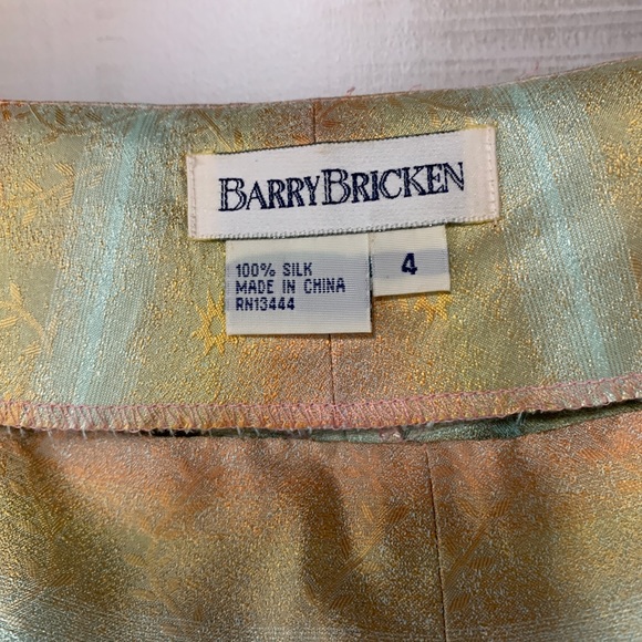 Barry Bricken 100% Silk Purple Gold Green Pants 4 - Picture 3 of 7